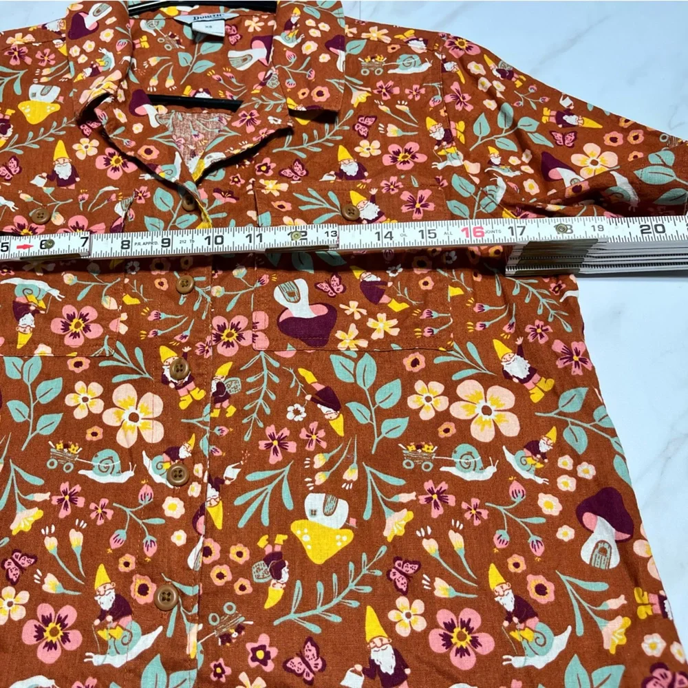 Duluth Gnomes Mushroom Artisan Hemp organic cotton untucked Camp Shirt size XS - Picture 8 of 8